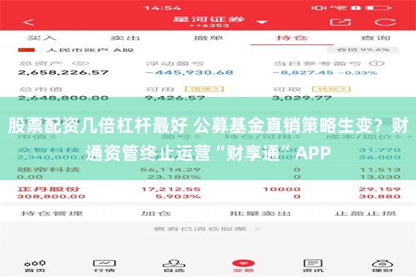 股票配资几倍杠杆最好 公募基金直销策略生变？财通资管终止运营“财享通”APP